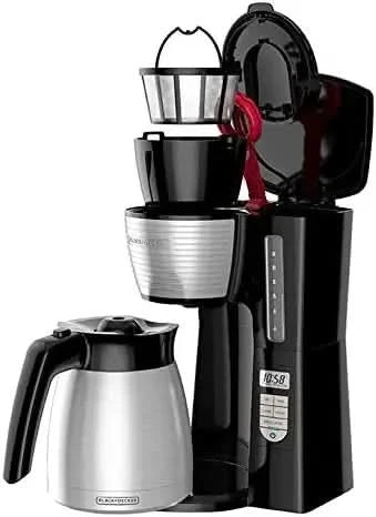 12-Cup Thermal Programmable Coffee maker, Brew Strength Selector, Auto-clean, Black and Silver - M & M Global