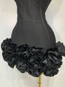 Women Sexy Strapless Backless Flower Embellished Mini Bandage Dress Bodycon Celebrity Party Cocktail Evening Party Club Dresses