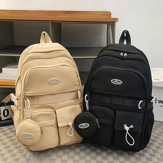 Backpack Simple Large Capacity Sports Travel Backpack Junior High School Leisure Backpack Tutorial Bag - M & M Global