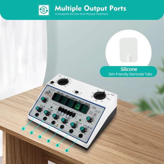 Electric Acupuncture Stimulator Machine, 110V Electric Impulse Acupuncture Treatment, 100-240V 6 Output Patch Massager - M & M Global