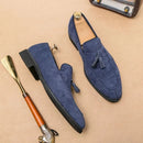 Men's Loafers Brand Suede Leather Shoes Vintage Slip-on Classic Casual Men Driving Shoes Wedding Male Dress Shoes Tassel pointed - M & M Global