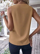 Elegant Women's Blouse Tees 2023 Summer Fashionable Style V-Neck Panel Sleeveless Top Lady Shirt S-XXXL - M & M Global