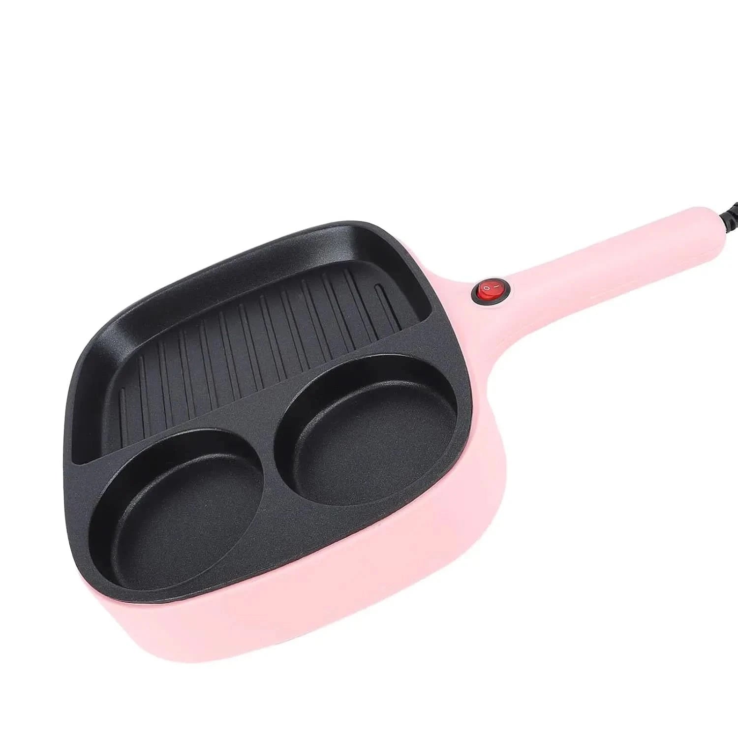 Electric Breakfast Sandwich Maker Nonstick Egg Pan Divided Grill Burger Machine Pink for Kitchen (US Plug 110V) - M & M Global