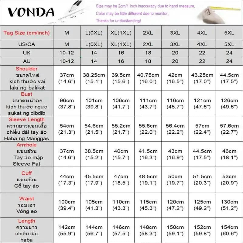 VONDA Women Printed Dress 2024 Vintage Maxi Long Dress Autumn Patchwork Sundress Fashion Elegant Party Vestidos Femme Robe Baggy - M & M Global