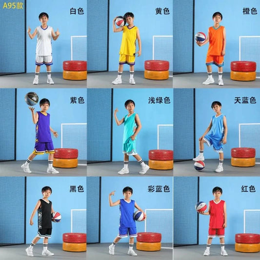 Kid Basketball Jersey Quick-drying Training Uniform Shirts Children Sportswear Kit Boys and Girls Tracksuit Sport Suit Clothes - M & M Global