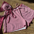 New Striped Polka Dot Halter Shorts Bikini Female Swimsuit Women Swimwear Three-pieces Bikini set Bather Bathing Suit Swim V6384 - M & M Global