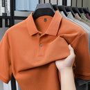 100% pure cotton boutique short sleeved high-end men's polo shirt summer high-quality solid color topsbusiness casual T-shirt