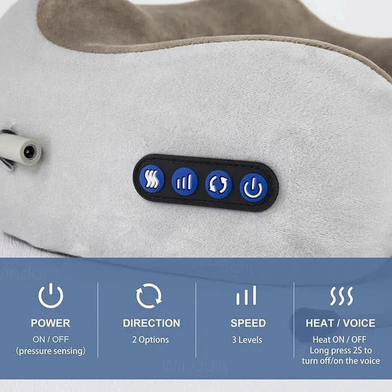 Electric Neck Massager With Heat Vibration 3D Kneading Shiatsu Massage U Shaped Pillow For Shoulder Cervical Pain Relief Fatigue - M & M Global