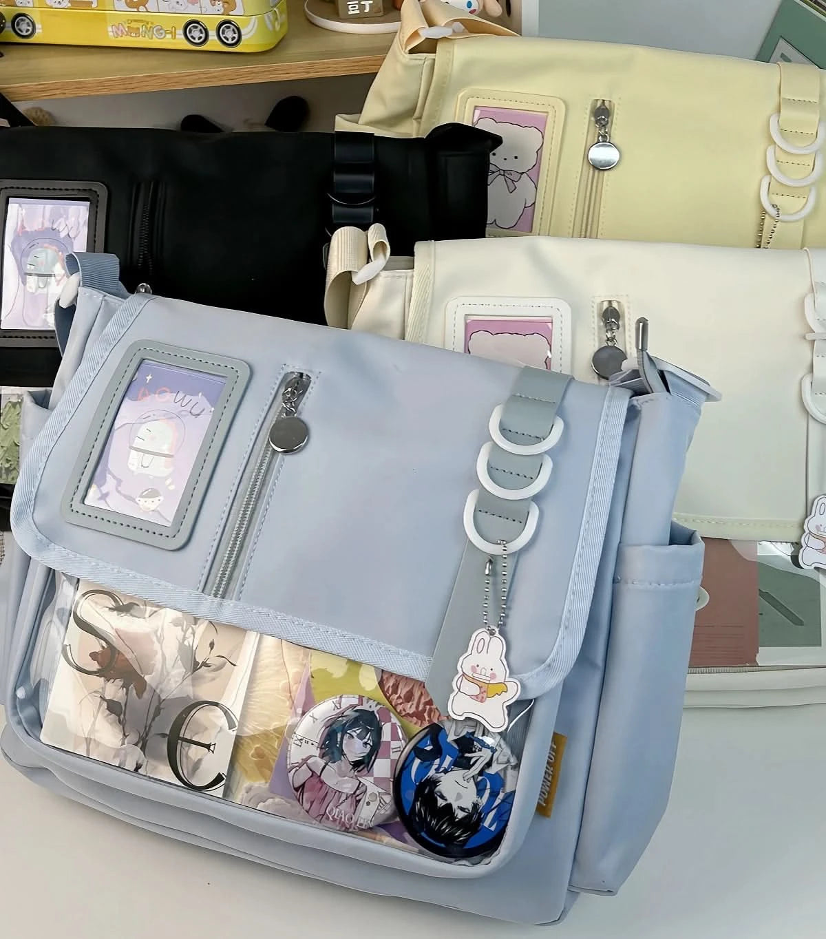 Y2K Japanese Harajuku School Bags for Teenage Girls New 2024 Transparent Itabag Crossbody Bag DIY Badges Display Plate Ita Bag - M & M Global