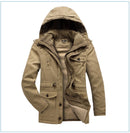 LZLLTT Men Winter Warm Parkas Mens Fleece  Jacket Parkas Men Casual Cotton Outdoor Fur Trench Padded Jackets Coats