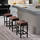 JHK Bar Stools Saddle-Style Pu Leather Upholstered Chair Counter Height Bar Stools with Metal Base Saddle Stools For Kitchen