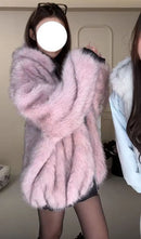 Y2K pilot double-sided jacket American hip-hop fashion antler street retro fur jacket men and women loose bulk jacket