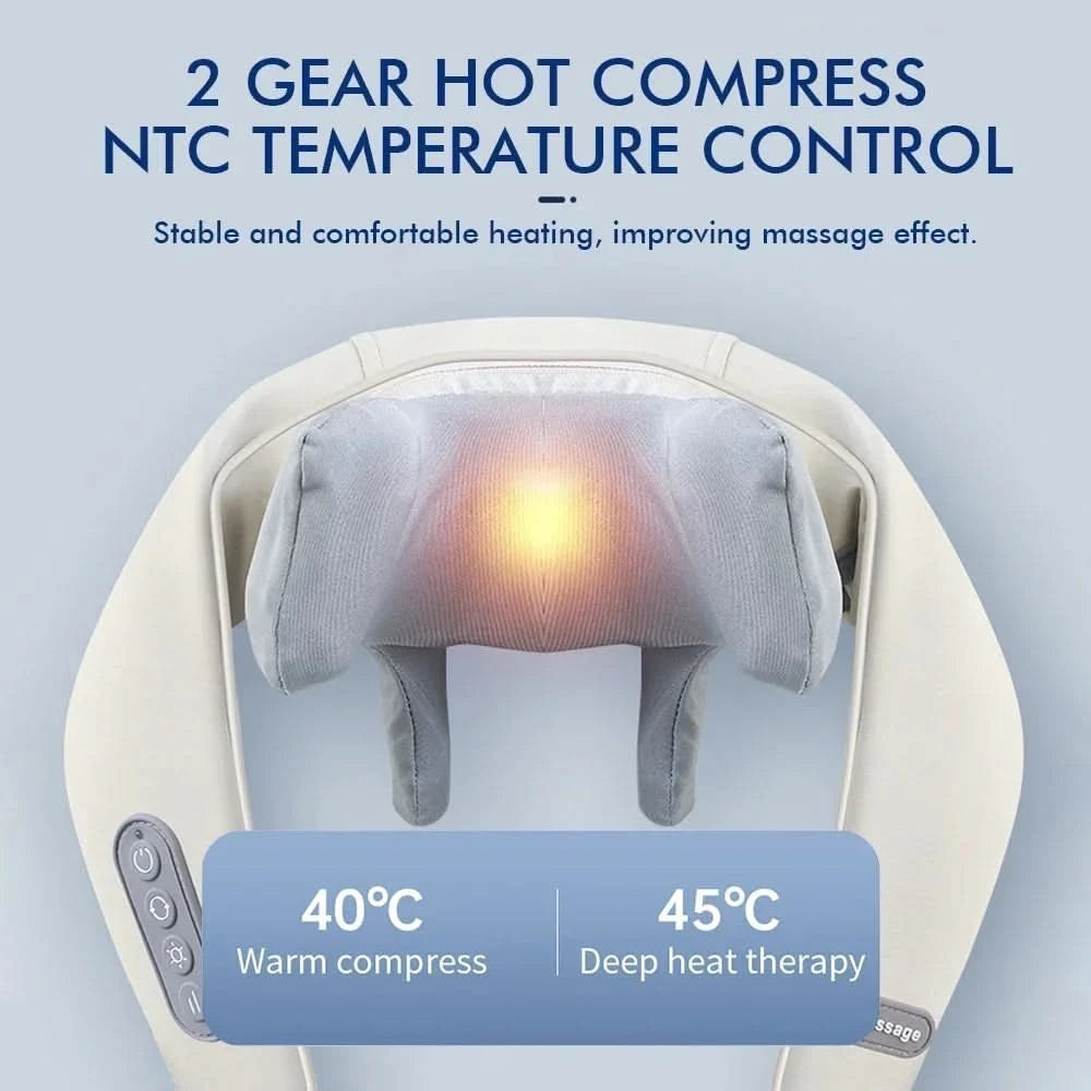 Wireless Neck Shoulder Massager 6D Heated Kneading Shiatsu Massage Shawl Cervical Back Massager for Electric Neck And Back - M & M Global