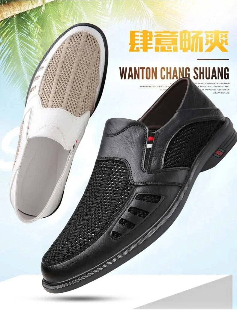 Business Leather Shoes For Men Summer British Style Hight Quality Casual White Leather Shoes Male Slip On Men Loafer Comfortable - M & M Global