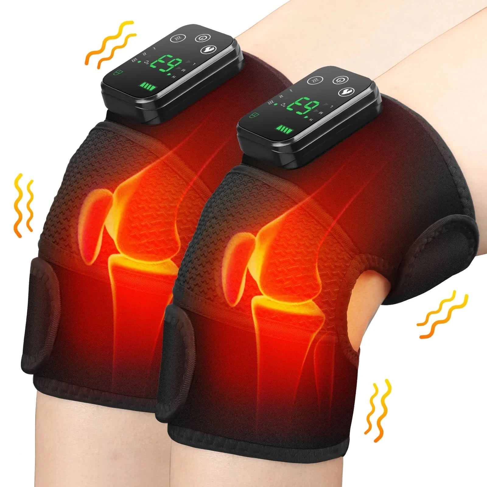 Thermal Knee Massager 3 in 1 Shoulder Knee Elbow Heating Massage Support Brace Rechargeable Vibration Pad Arthritis Muscle Relax - M & M Global