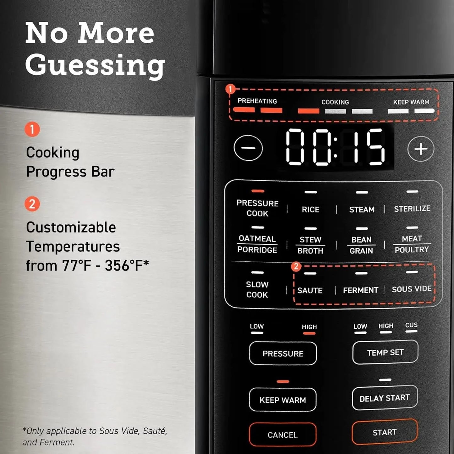 Pressure Cooker 6 qt, 9-in-1 Instant Multi Kitchen Appliances, Safer Venting Design, Rice Cooker, Slow Cooking Pot,Sous Vide - M & M Global