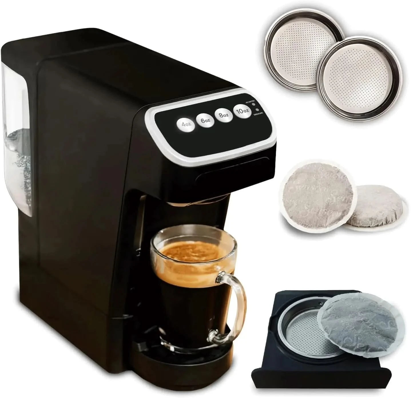 Coffee Machine Compatible with Senseo Pods, Fast Brewing Rich Flavor Extraction Space Saving Sleek Modern Barista Quality Taste, - M & M Global