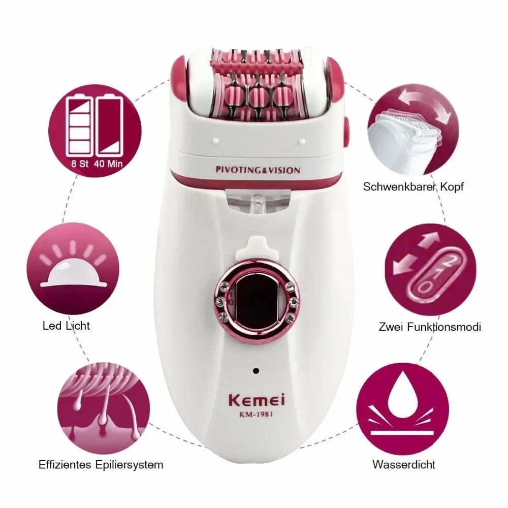 3in1 Electric Women Epilator Female Shaver Leg Body Hair Removal Lip Chin Depilatory Lady Bikini Trimmer Facial Hair Remover - M & M Global
