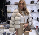 DEAT Fashion Orange Imitation Fox Fur Grass Coat Women's Round Neck Plush Thick Jacket Winter New 7A1578