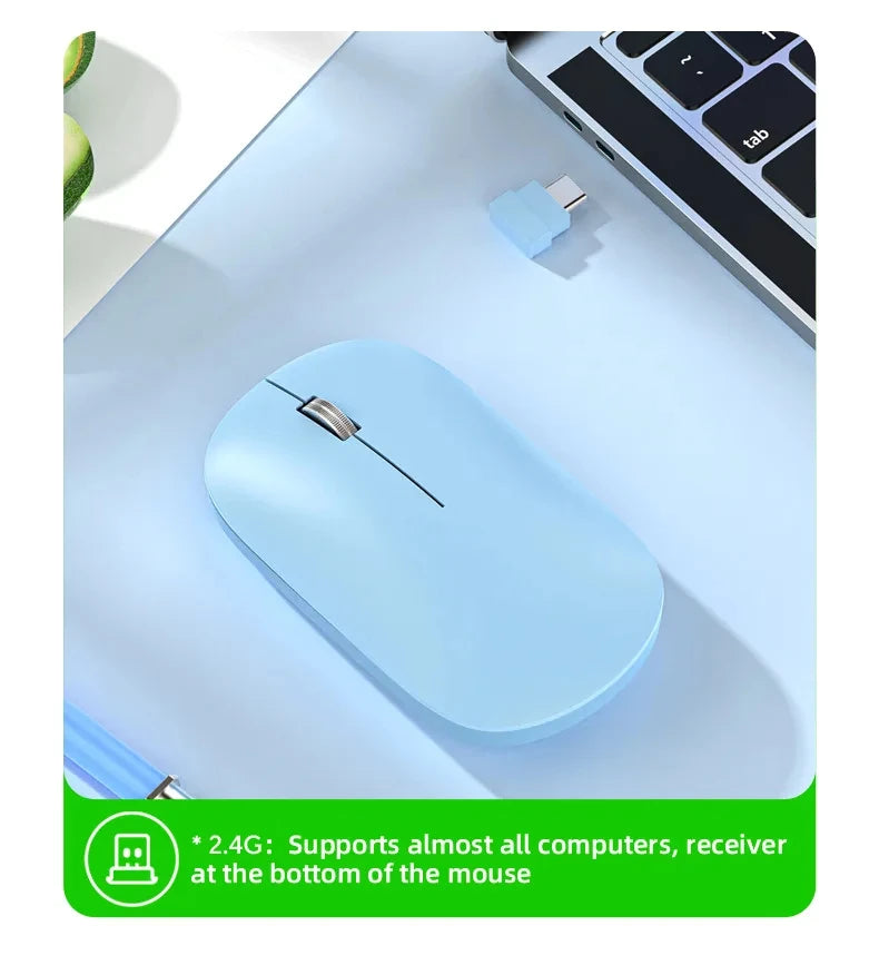 Xiaomi Silent Dual-mode Wireless Mouse Type-C Charging 2.4g Dpi Adjustable Rechargeable Ergonomic Morandi Portable Office Mouse