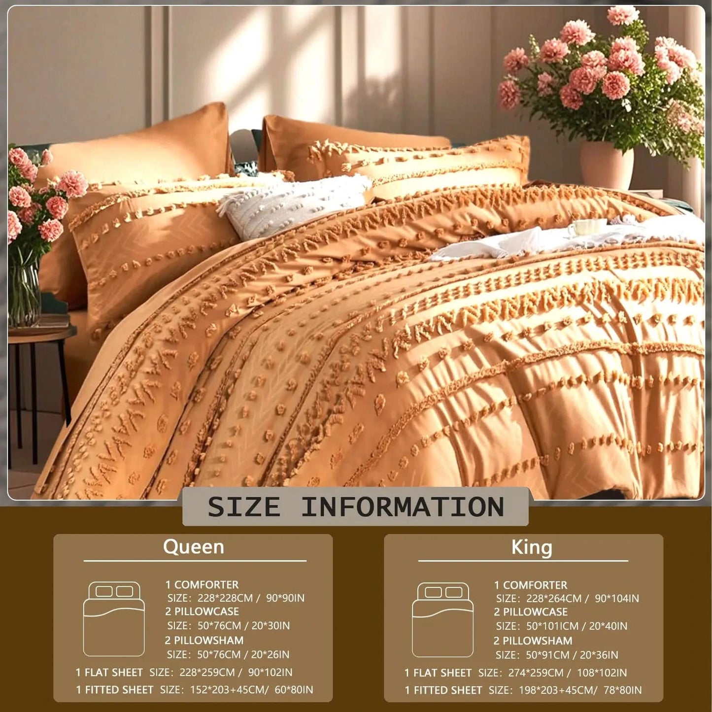 7-Piece Tufted Comforter Set – Soft All-Season Bedding Set with Decorative Pillows, Stylish Bed Set for Bedroom Decor, Ideal Gift for Any Occasion