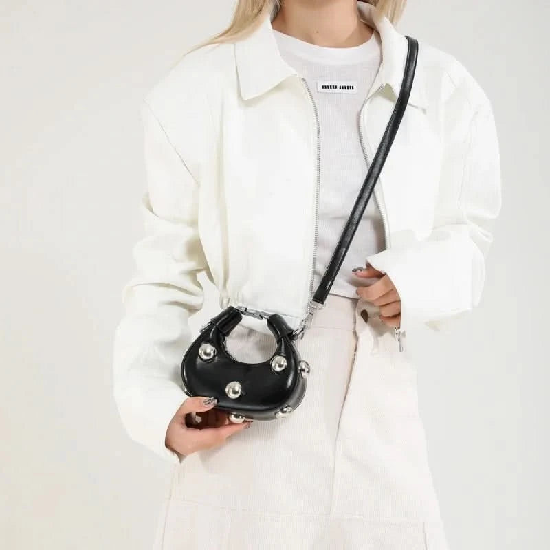 Retro Versatile Ladies Mini Handbag Women Big Rivet Personality Luxury Designer Crossbody Bags for Women Streetwear Shoulder Bag - M & M Global