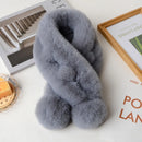 1pc Plush Cross Scarf Faux Rabbit Fur Thickened Plush Ball Thermal Scarf Thick Winter Women Neck Warmer Collar Neckerchief