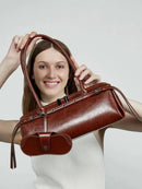Genuine Leather Women's Baguette Bag Niche Retro Motorcycle Trend Cool belt Handbag New Luxury Design Shoulder Underarm Bag - M & M Global