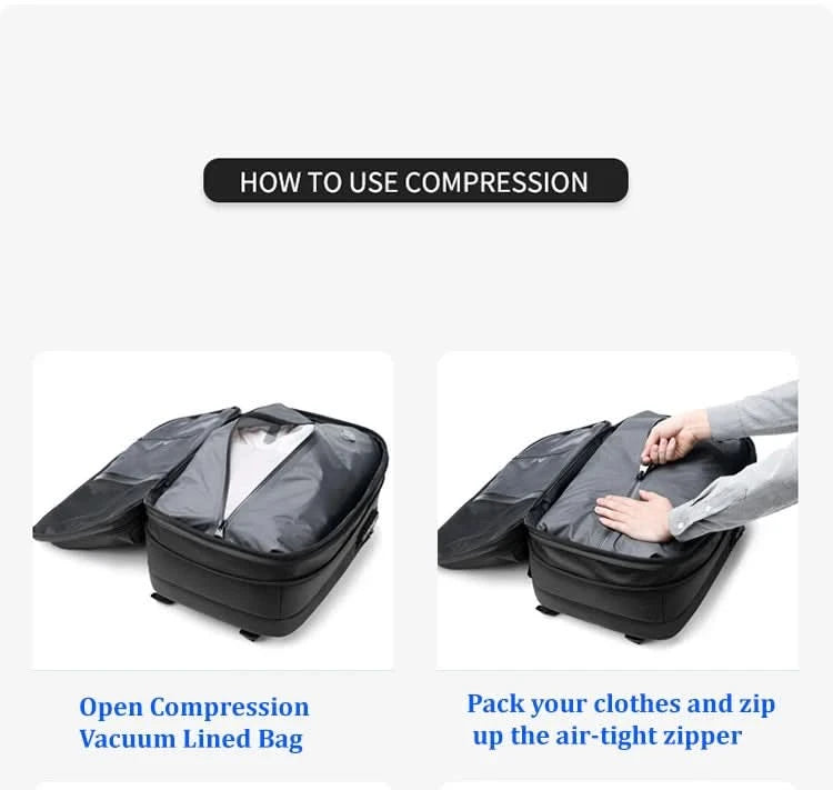 Travel Men 17 inch Laptop Backpack vacuum compression Backpack Business Large Capacity school Backpack expand outdoor backpack - M & M Global