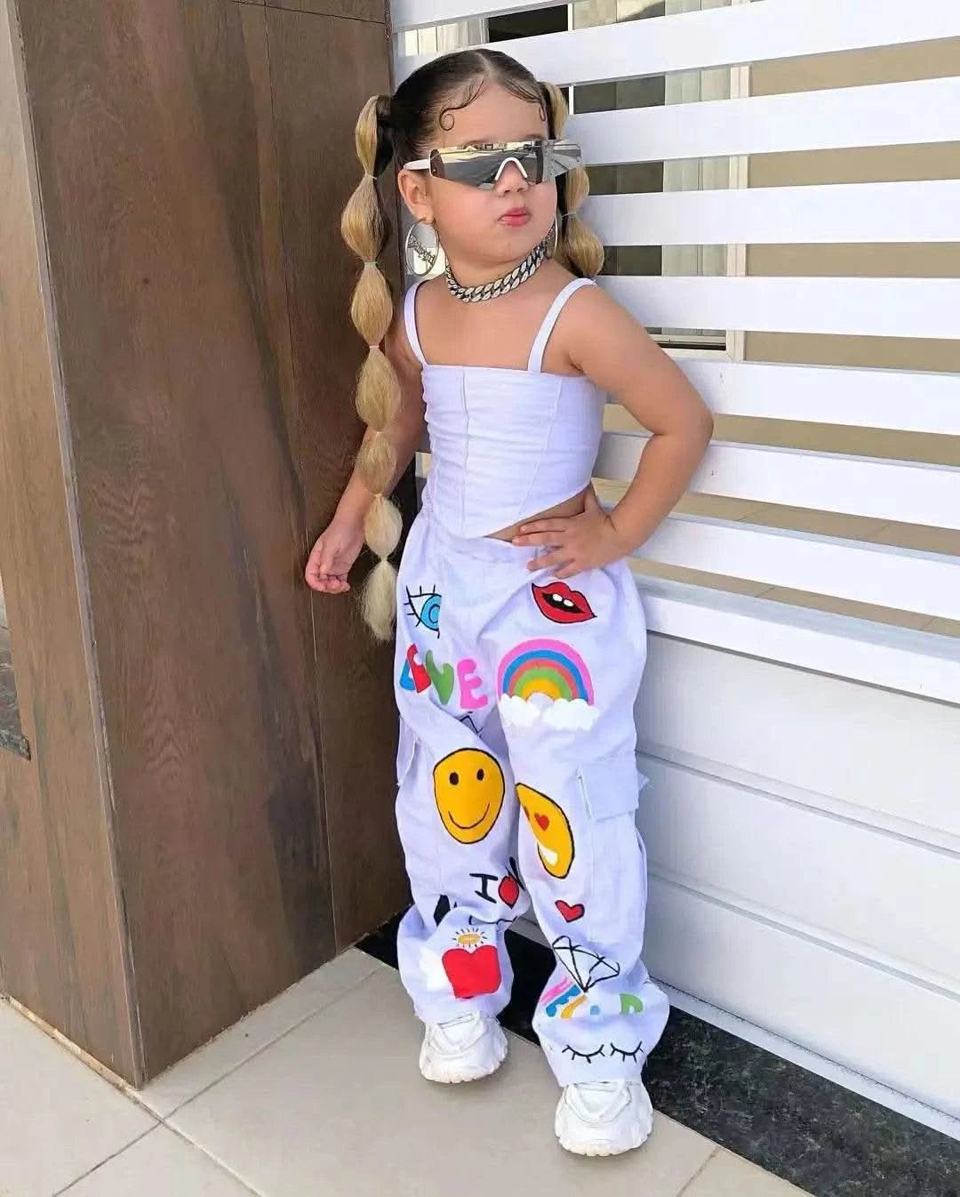Children's Clothing Girl's Clothes 2 Pcs Set Summer Suspender Top+Long Pants Kid Girl Fashion For 3 4 5 6 7 8Y - M & M Global