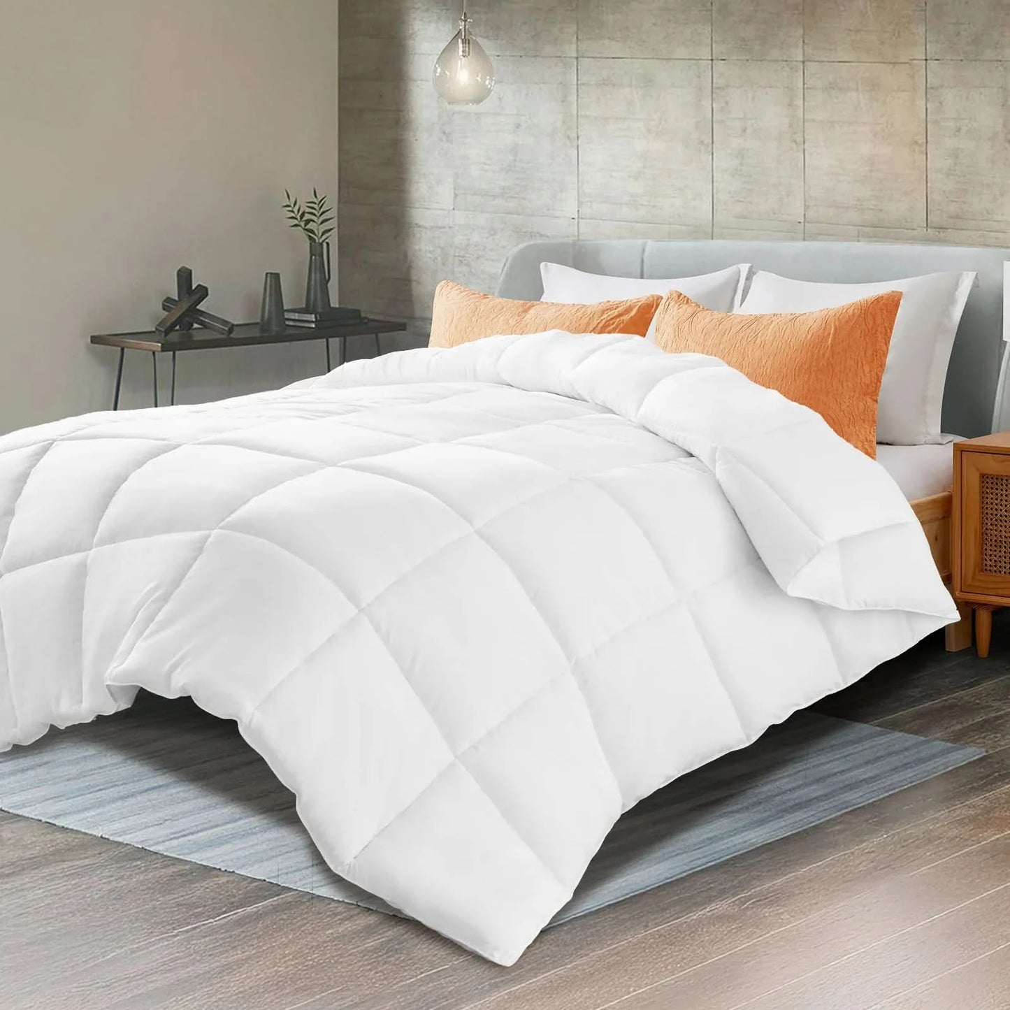JHK Comforter King Size All Season Blanket with Corner Tabs Box Stitched Comforter Easy To Wash Bedding 102" x 90" For Bedroom ﻿