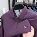 Luxury and fashionable 100%pure cotton comfortable long sleeve polo shirt for men new spring and autumn brand embossed puppy top