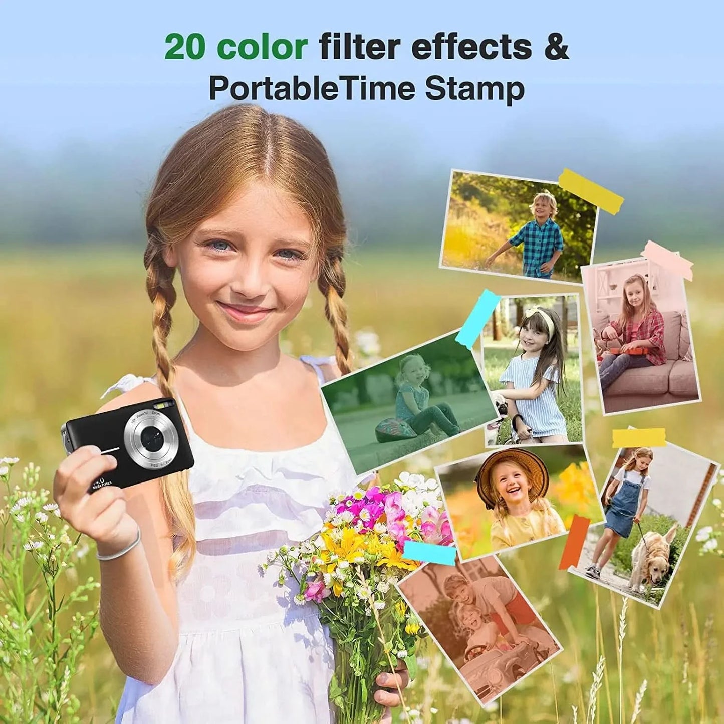HD 1080P 2.4 inch digital Camera Rechargeable Cameras with 16x Zoom Compact Camera 44MP Cameras for kids Beginner Camera - M & M Global