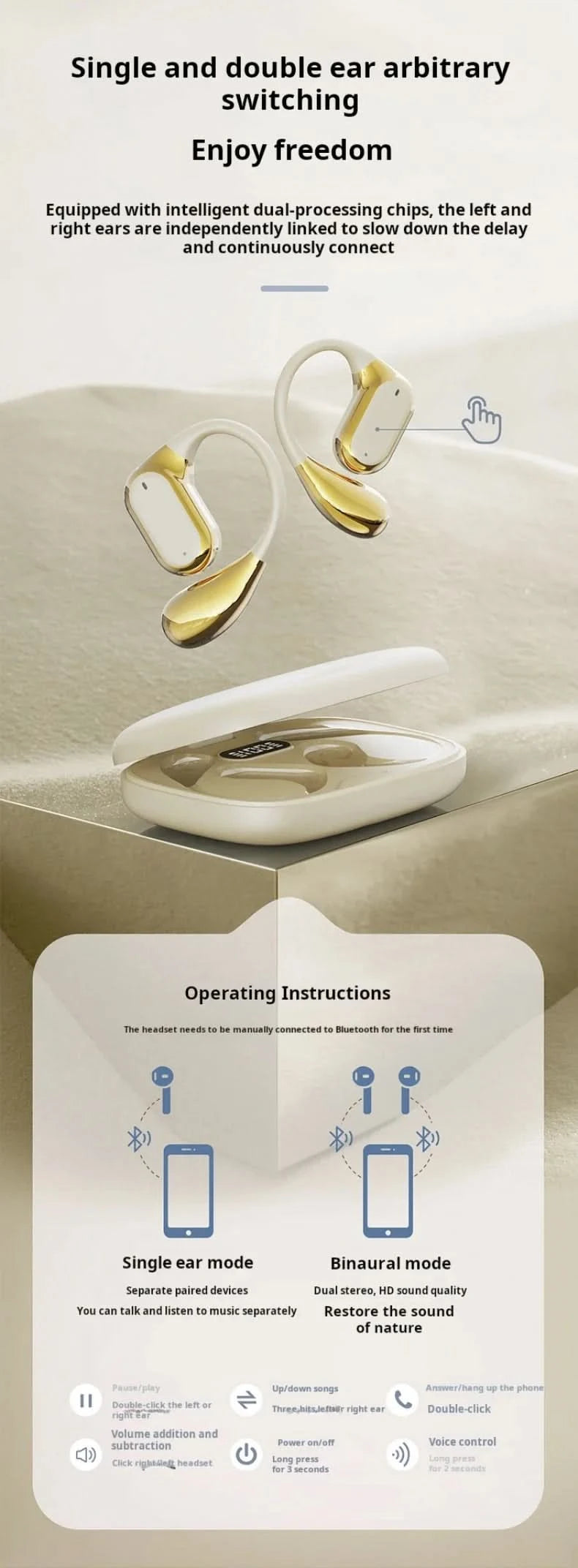 Sony Bluetooth Earphones Not In-Ear Earbuds Wireless Headphone for Iphone Power Display With Mic Sports Hifi Headsets Cable