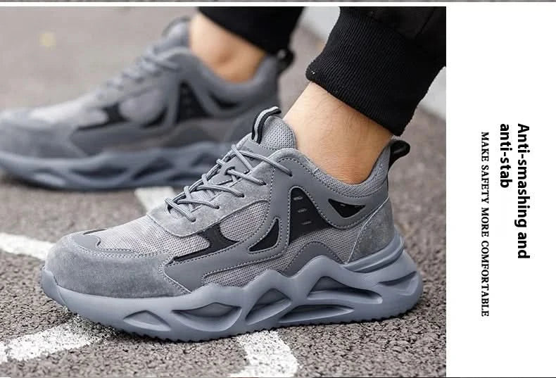 Men's Comfortable Soft-Soled Smash and Puncture Resistant Work Shoes