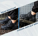 Slack-stab-proof work shoes with elastic buttons and lace-up