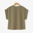 ZANZEA Women Short Sleeve Blouse Speacial Three-D Flowers Blusas 2024 Summer Round Neck Shirt Casual Loose Colorblock Tops Femme