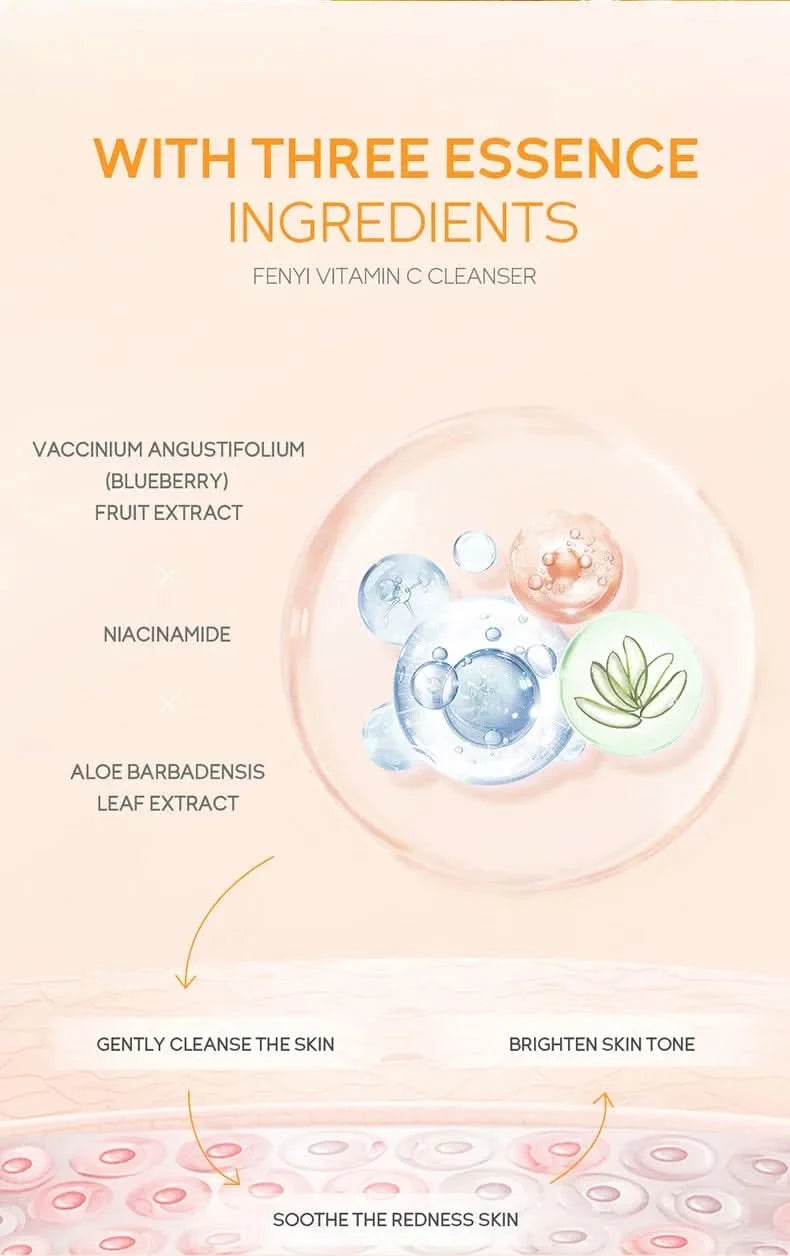 Vitamin C Facial Cleanser Skin Cleansing Moisturizing  Blackhead Remove Skincare Face Wash Foam Face Cleanser 50g - M & M Global