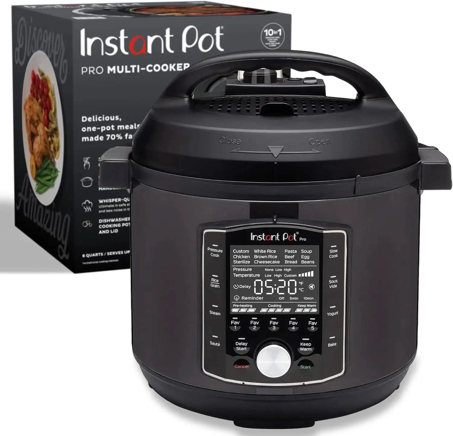 Pro 10-in-1 Pressure Cooker, Slow Cooker, Rice/Grain Cooker, Steamer, Sauté, Sous Vide, Yogurt Maker, Sterilizer, and Warmer, In - M & M Global