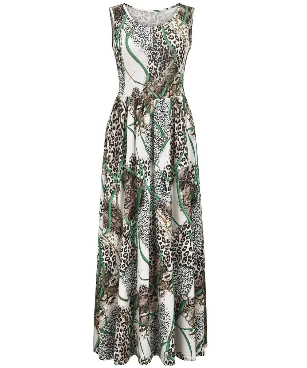 Summer 2024 Sundress O Neck Print Female A-line Beach Bohemian Women Dresses Sexy Boho Elegant Long Dress Robe - M & M Global