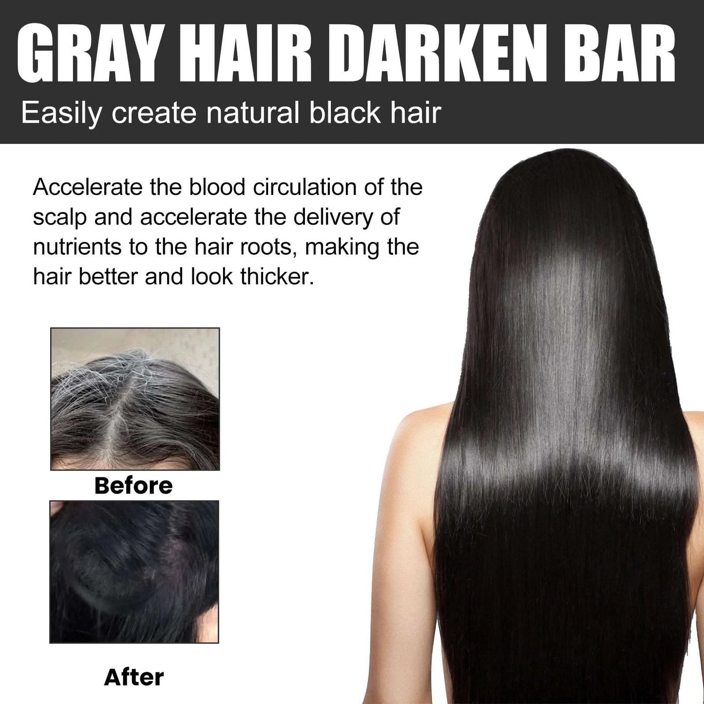 Darkening Hair Soap Blackening Beard Eyebrows Deep Cleansing Strengthen Nourish Repairing White Grey Hairs Treatment Shampoo Bar - M & M Global