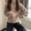 2025 Winter Imitate Mink Wool Hot Fleecing Female Turtleneck Elastic Casual Sweater Women Knitted Tops Pullovers Soft  Warm