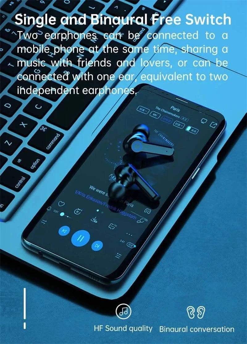 #M19 Bluetooth Headset Wireless Tws Gaming Support Noise-cancelling Touch In-ear Mini Emergency Power Bank Headset - M & M Global