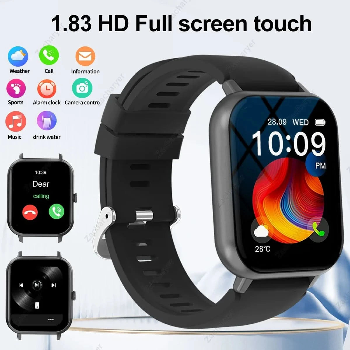Hot Smart watch, multi-sport mode, call reminder, message reminder, custom wallpaper, compatible with iPhone/Android