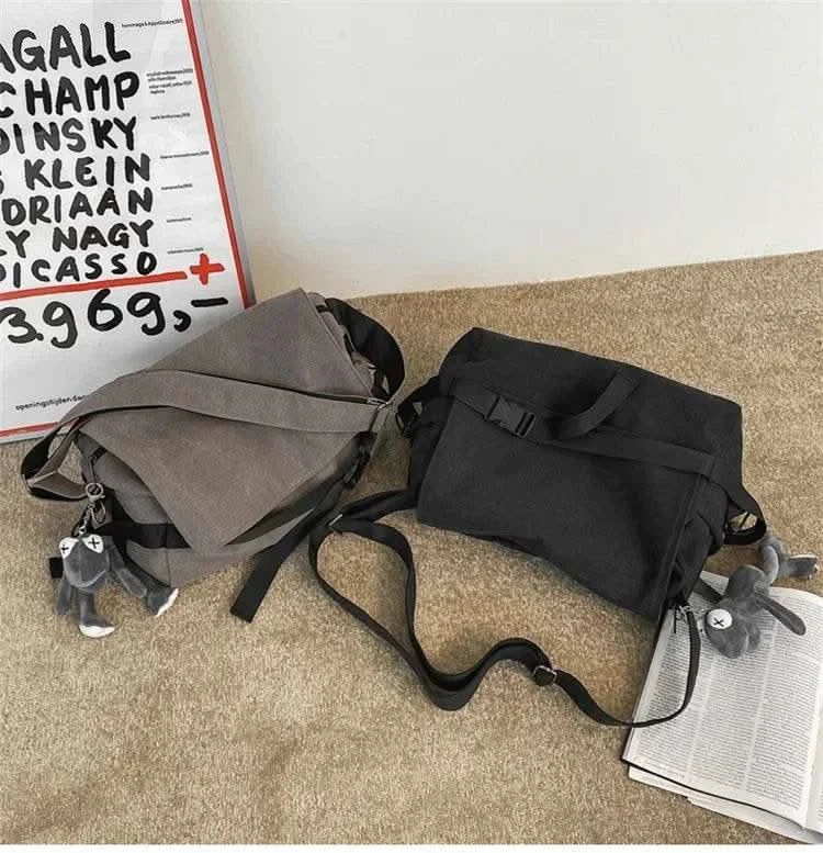 Canvas Messenger Bag Ladies Big Capacity Handbags Shoulder Bag Youth Girls Student School Bags Fashion Men Crossbody Bags Bolsos - M & M Global