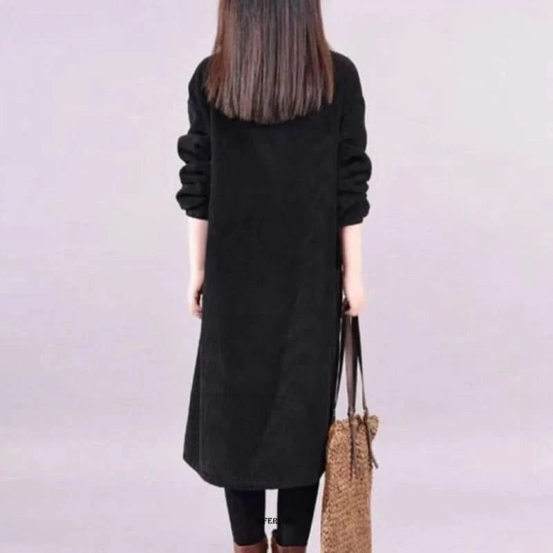 Large Size Women Dress Winter Dress Women Lady Vestidos Long Sleeve Warm Long Dress - M & M Global