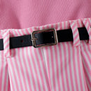 3PCS Summer New Style Comfortable And Fashionable Pink Pit Strip Vest + Shorts Set For Girls Aged 0-3 - M & M Global