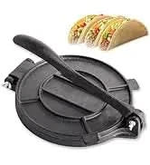 Cast Iron Tortilla Press, Heavy Duty Tortilla Pataconera, 12-inch Flour Tortilla Press with Foldable Handle, Taco press with Som - M & M Global