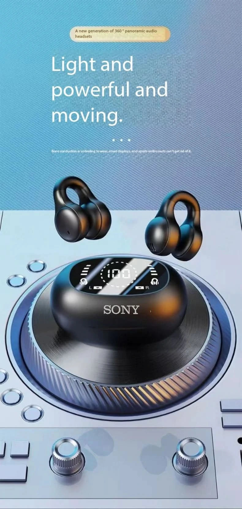 Original Sony Wireless Earbuds Clip Ear Bluetooth Headset Charging Earphones Power Display Headphones for IPhone Sport With Mic