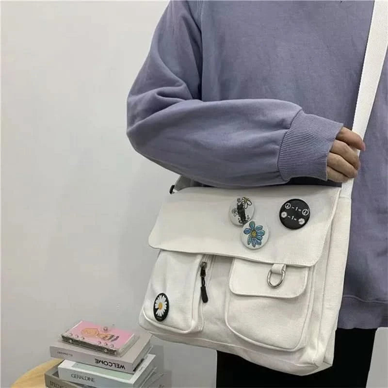 Japanese Harajuku Cute Retro Girl Messenger Shoulder Bag Canvas Student School Female Anime double messenger bag - M & M Global